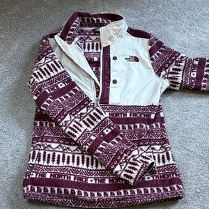 The North Face Maroon and Cream Patterned Fleece
